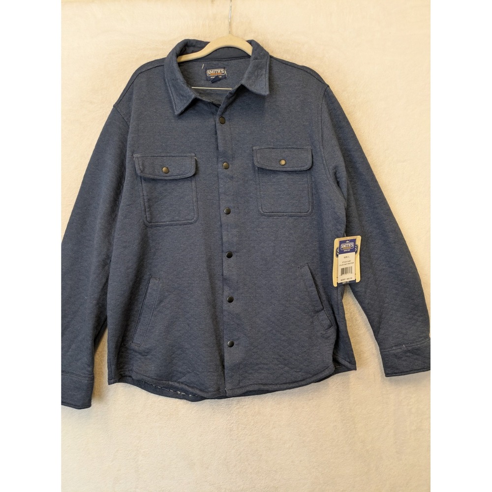 NEW Smith's Workwear Shirt Jacket Men's L Navy Heather Quilted